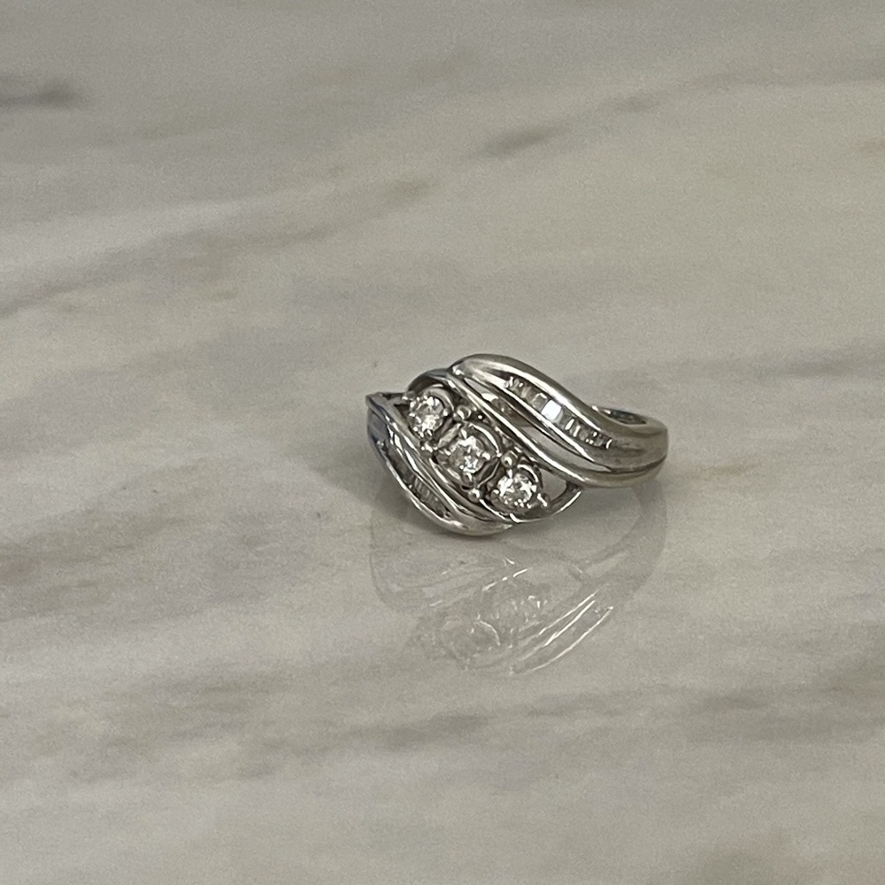 Diamond Three-Stone Ring in 10k White Gold